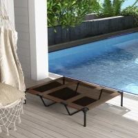 PawHut Lot de 2 Lits sur pieds XXL pour chien chat lit de camp animal 122L x 92l x 23H cm marron clair(m-10)