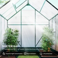Outsunny 6x6 FT Polycarbonate Greenhouse with Base and Raised Bed, Walk-in Greenhouse with Aluminium Frame, Temperature Controlled Window, Foundation for Plants, Flowers, Vegetable(m-4)