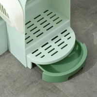 PawHut 2 in 1 Cat Litter Box, with Drawer Pans, Scoop, Openable Cover - Green(m-9)