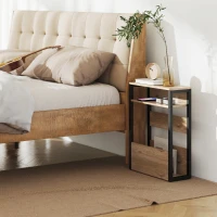 HOMCOM Industrial-Style Side Table - Black/Walnut Brown(m-9)