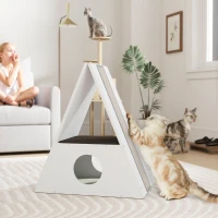 PawHut Maison pour chat 2 niveaux, Lit pour chats d'intérieur avec 2 tapis et 4 griffoirs en sisal, cachette confortable(m-10)