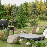 Outsunny Matelas gonflable 2 personnes avec pompe électrique intégrée, appui-tête avec sac de transport, 191 x 137 x 30 cm(m-10)