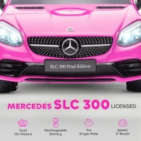 HOMCOM Benz SLC 300  Licensed 12V Kids Electric Ride On, with Music, Remote Control, LED Headlights, Horn, Pink(m-4)