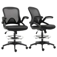Vinsetto Lot de 2 fauteuils de bureau chaise de bureau assise haute réglable dim. 64L x 60l x 106-126H cm maille respirante noir(m-12)