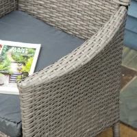 Outsunny Set of Four Rattan Armchairs, with Cushions - Grey(m-8)