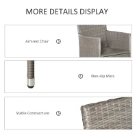 Outsunny Set of Four Rattan Armchairs, with Cushions - Grey(m-5)