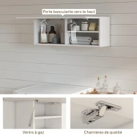 HOMCOM Armoire murale de salle de bain, meuble de rangement suspendu avec porte à charnières, 80 x 25 x 30 cm, blanc(m-6)