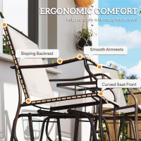 Outsunny Gliding Jack and Jill Seat, with Glass-Top Table - Brown/Beige(m-8)