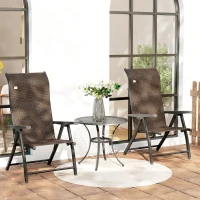 Outsunny Set of Two Folding Garden Chairs, with Seven-Position Adjustable Backs - Brown(m-2)