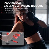 HOMCOM Sac de Frappe sur Pied Punching ball sur pied réglable en hauteur 126-144 cm avec gants, pompe et base de lestage pour adolescents et débutants rouge(m-5)