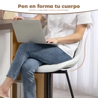 HOMCOM Juego de 2 Taburetes de Bar, Sillas de Bar Giratorio 360° Tapizado en Cuero Sintético con Respaldo y Reposapiés Blanco(m-6)