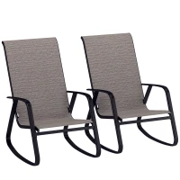 Outsunny Set of Two Rocking Garden Chairs - Light Brown(m-10)