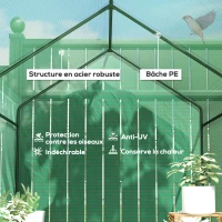 Outsunny Serre de jardin PE étagère 2 niveaux, serre de balcon, bâche renforcée 140 g/m², châssis en acier, 186x120x190cm, vert(m-4)