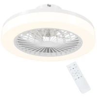 HOMCOM Ventilatore a Soffitto con Luce LED Regolabile e 6 Velocità, in Plastica e Acrilico, Ø46x16 cm, Bianco(m-1)