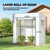 Outsunny PE Cover Walk-in Outdoor Greenhouse, White(m-5)