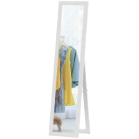 HOMCOM Espelho de Pé 37x155 cm Espelho de Corpo Inteiro Espelho de Parede Retangular com Estrutura de Madeira Branco com Veios(m-11)