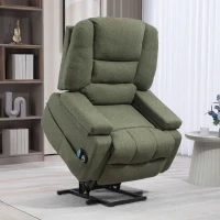 HOMCOM Fauteuil releveur relax électrique, fonction massage et chaleur, inclinaison réglable, repose-pied, télécommandes, vert(m-10)
