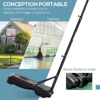 HOMCOM Panier de basket sur pied hauteur réglable de 203cm à 258 cm avec roulettes panneau arrière solide base de lestage noir(m-4)
