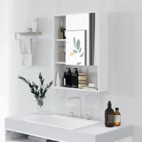 kleankin Armoire murale salle de bain avec miroir, meuble salle de bain, 5 compartiments et étagère réglable, 60x15x76cm, blanc(m-2)