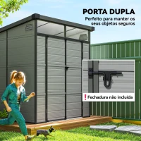 Outsunny Abrigo de Jardim 3,24 m² 190x191x215 cm com Porta de Correr e Trinco Janela e Ventilação para Armazenamento de Ferramentas Cinza Claro(m-7)