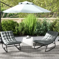 Outsunny Lot de 2 fauteuils à bascule extérieur avec coussins épais, siège tissu textilène respirant et cadre en acier, gris(m-10)