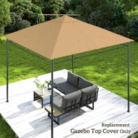 Outsunny 3 x 3 m Gazebo Canopy Replacement Cover, Garden Gazebo Roof Replacement with Drain Holes, TOP COVER ONLY, Beige(m-9)