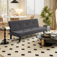 HOMCOM Canapé convertible 3 places inclinable en aspect velours avec pieds en métal pour salon charge 300 kg 170x76x72,5cm gris(m-10)