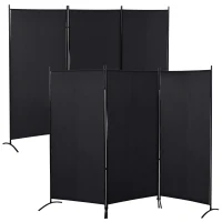 HOMCOM Lot de 2 paravents 3 panneaux dim. 2,53L x 0,5l x 1,82H m Brise-Vue paravent sur Pied séparateur métal Polyester Noir(m-12)