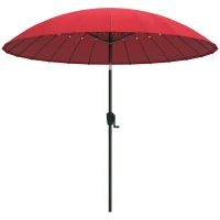 Outsunny Parasol de jardin Parasol droit inclinable rond avec 24 baleines manivelle aluminium fibre de verre polyester diamètre 2,60 m coloris rouge(m-1)
