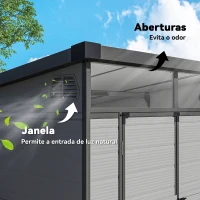 Outsunny Abrigo de Jardim 3,24 m² 190x191x215 cm com Porta de Correr e Trinco Janela e Ventilação para Armazenamento de Ferramentas Cinza Claro(m-6)