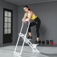 SPORTNOW Stepper Vertical Climber Pieghevole con Impugnatura Regolabile, Pedali Antiscivolo e Monitor LCD, Bianco(m-9)