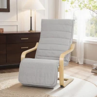 HOMCOM Poltrona Relax com Apoio para os Pés Ajustáveis Poltrona Estofada em Tecido com Estrutura de Madeira 66,5x94x100 cm Cinza Claro(m-2)