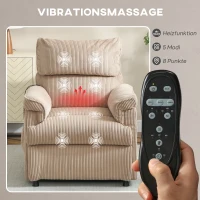 HOMCOM Massagesessel mit Vibrationsmodi, Wärmefunktion, leiser Motor, Memory-Funktion, Stahl, Stoffbezug, Braun(m-4)