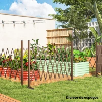 Outsunny Cerca de Jardim em Liga de Alumínio Barreira de Exterior Extensível Cerca de Jardim Metálica 250x31x103,5 cm Marrom(m-7)