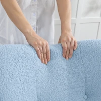 HOMCOM Silla Mecedora de Terciopelo de Teddy con Respaldo Alto Patas de Madera de Caucho Reposabrazos Azul Claro(m-9)