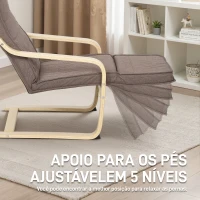 HOMCOM Poltrona Relax com Apoio para os Pés Ajustáveis Poltrona Estofada em Tecido com Estrutura de Madeira 66,5x94x100 cm Marrom(m-4)