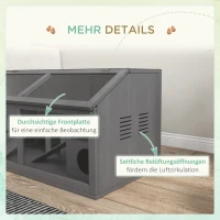 PawHut Hamsterkäfig, Kleintierkäfig aus Holz, Hängebrücke, Leitern, Hütte, 84 x 45 x 44 cm, für Zwerghamster, Grau(m-6)