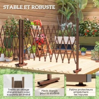 Outsunny Barrière Extensible rétractable barrière de sécurité 250L x 31l x 104H cm alu métal Chocolat(m-5)