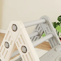 AIYAPLAY 5 in 1 Klettergerüst Montessori Indoor, Kletterdreieck mit Rutsche, Kletterbogen, doppelseitige Rampe, Spielplatz Indoor für Kinder 18-48 Monate, Grau+Weiß(m-8)