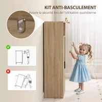 HOMCOM Meuble de salle de bain, meuble de rangement étroit avec 2 tiroirs, compartiments ouverts, 50x25x100cm, bois naturel(m-6)