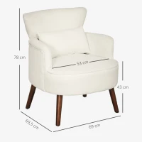 HOMCOM Moderner Armlehnstuhl, Gepolsterter Akzentstuhl mit Lendenkissen, Kautschukholzbeinen, Cremeweiß(m-3)