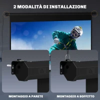 HOMCOM Telo per Proiettore 120" 16:9 Motorizzato con Telecomando, Fissaggio a Muro e Soffitto, Nero(m-7)