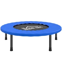 HOMCOM Mini trampoline de fitness, trampoline d'exercice avec pieds antidérapants, charge 100 kg, Ø 81 x 22,5 cm, bleu et noir(m-12)