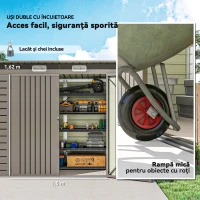 Outsunny Adăpost de Grădină 8 x 4FT din Metal, cu Uși Duble și 2 Ventilații, Gri(m-6)