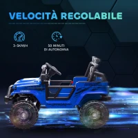 AIYAPLAY Macchina per Bambini Elettrica Fuoristrada 12V con Doppio Motore, Età 3-6 Anni, Telecomando e Luci, Blu(m-5)