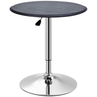 HOMCOM Bartisch, höhenverstellbar, Kunstlederbezug, Vintage-Design, Schwarz + Silber