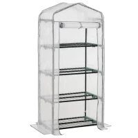 Outsunny Mini serra da balcone con 4 ripiani, 70x50x160 cm, Bianco(m-1)
