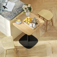 HOMCOM Small Dining Table, 60 cm, Square, MDF Tabletop, Steel Base, for Living Room, Dining Room, Kitchen, Natural wood+Black(m-4)