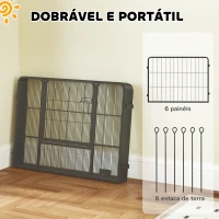 PawHut Parque para Cães de 6 Painéis de 60 cm de Altura Vedações para Cães de Aço Dobrável com Porta para Interior e Exterior Preto(m-6)