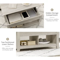 HOMCOM Tavolino Rettangolare con Piano Sollevabile, 2 Scomparti Aperti, Pannello Truciolare, 105 x 50 x 49cm, Rovere(m-5)